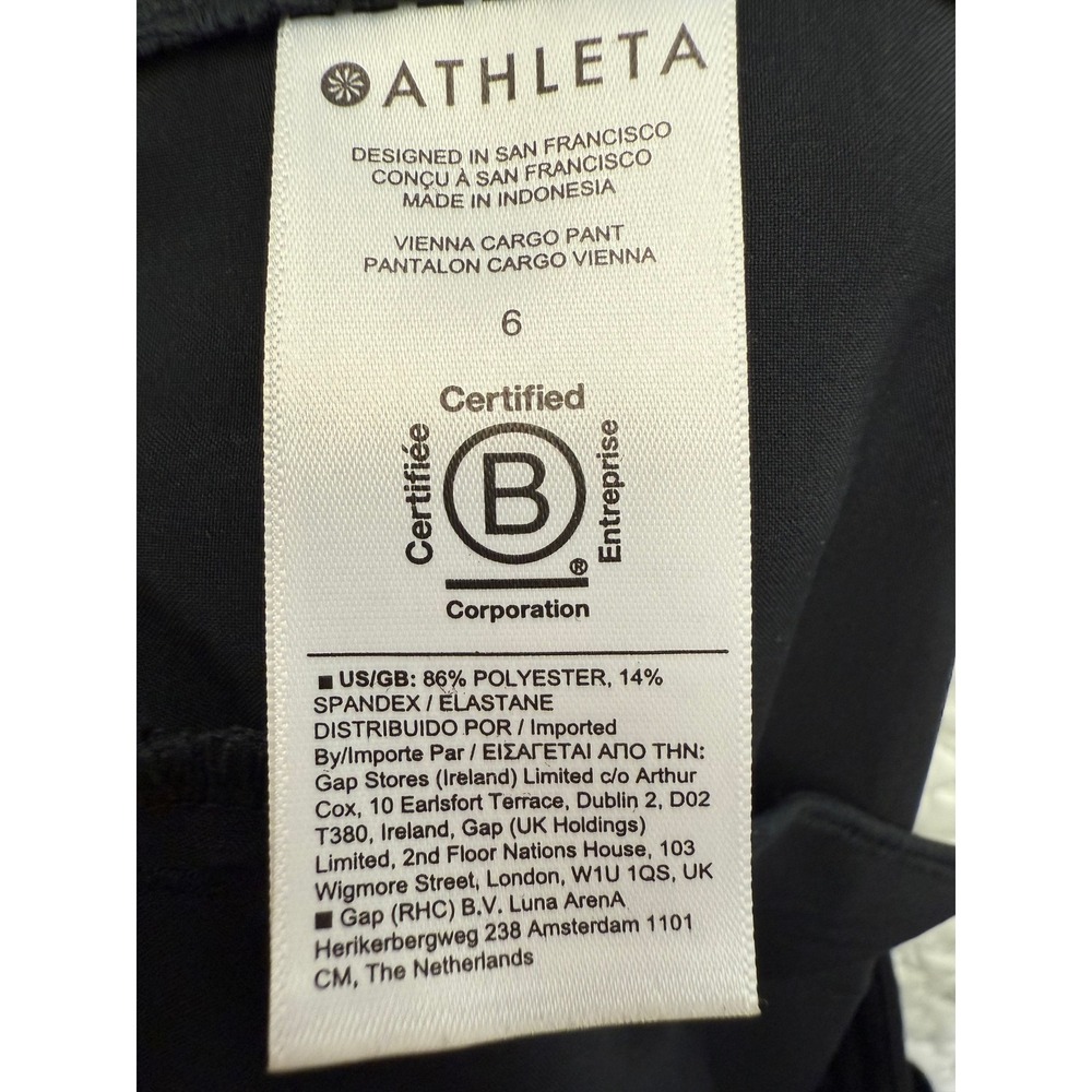Athleta Black Vienna Cargo Pants – Size 6 – Pull-On Stretch Travel Pants - Picture 9 of 11